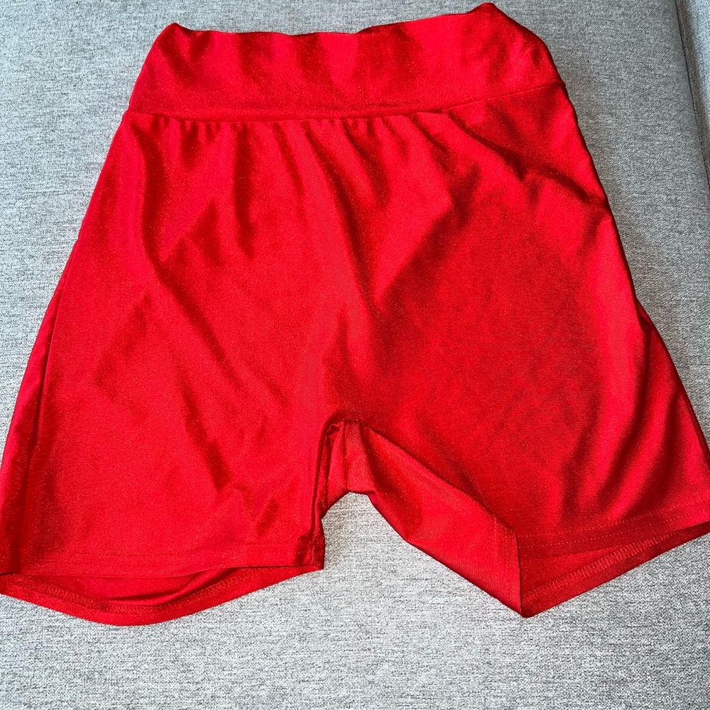 Vibrant Red Bike Shorts with Stretchy Fabric
